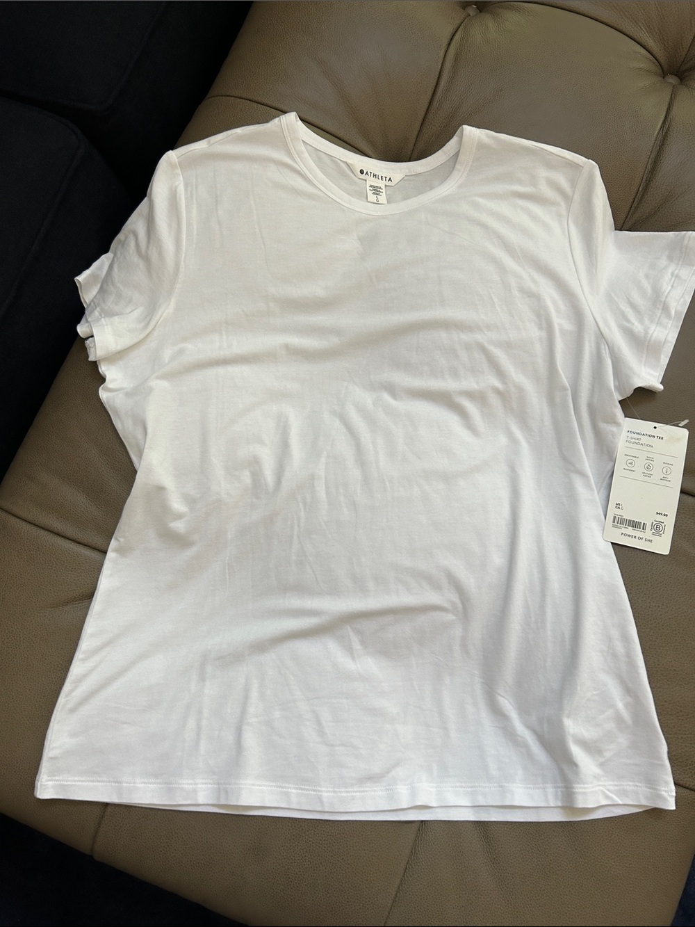 Athleta White Short-Sleeve Crew Neck Tee